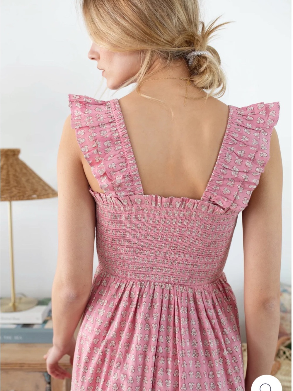Marea Women's Pink Smocked Sasco Maxi Dress w/ Ruffle Straps in Lavender Thistle - Picture 4 of 11